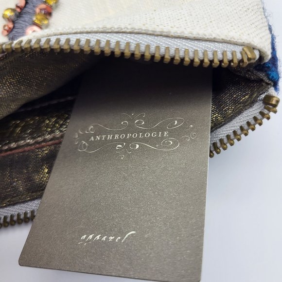 Anthropologie Miss Albright Embroidered Embellished "F" wristlet, NWT - Picture 6 of 6